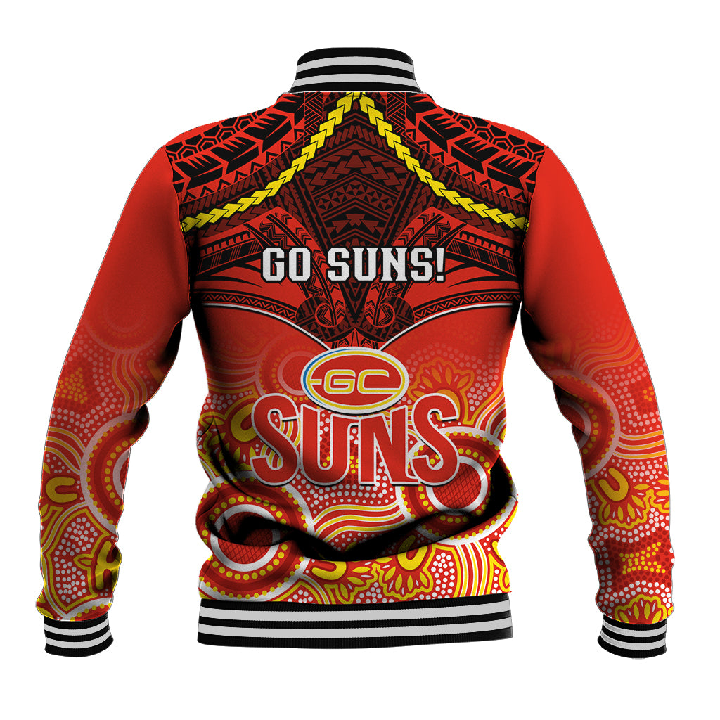 Gold Coast Football Baseball Jacket Suns Aboriginal Mix Polynesian Pattern LT14