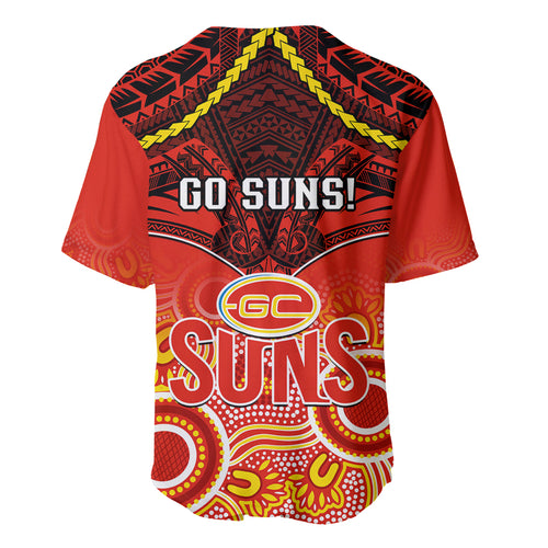 Gold Coast Football Baseball Jersey Suns Aboriginal Mix Polynesian Pattern LT14