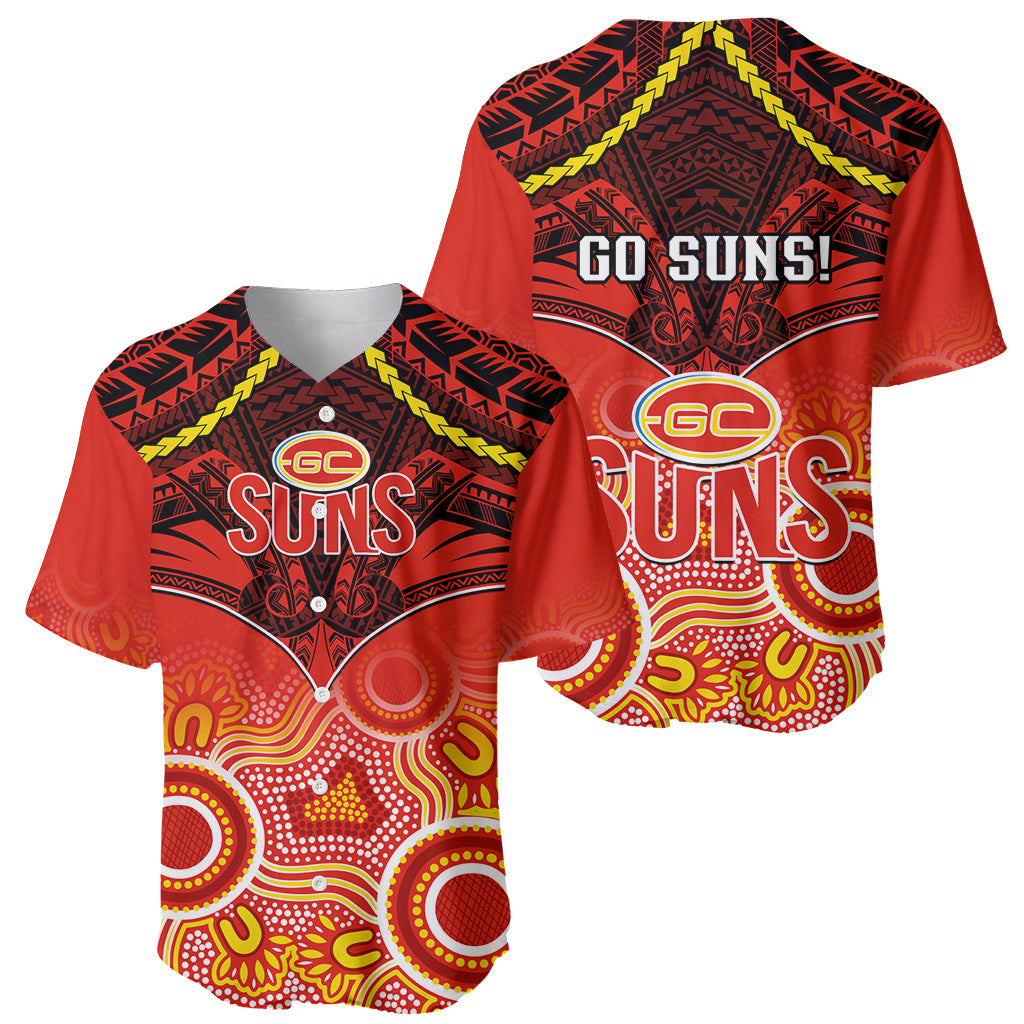 Gold Coast Football Baseball Jersey Suns Aboriginal Mix Polynesian Pattern LT14
