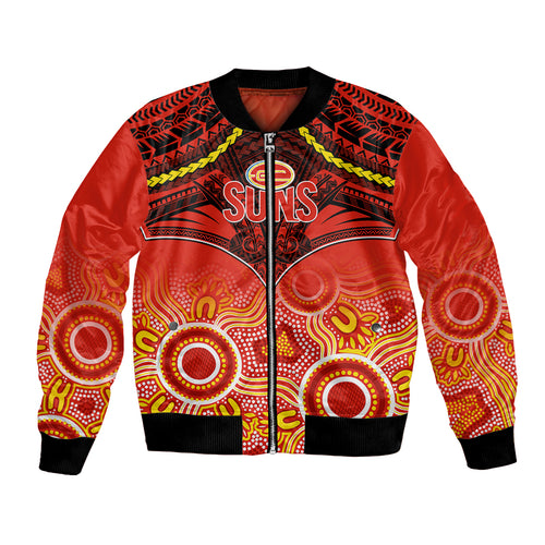 Gold Coast Football Bomber Jacket Suns Aboriginal Mix Polynesian Pattern LT14