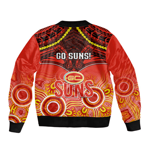 Gold Coast Football Bomber Jacket Suns Aboriginal Mix Polynesian Pattern LT14