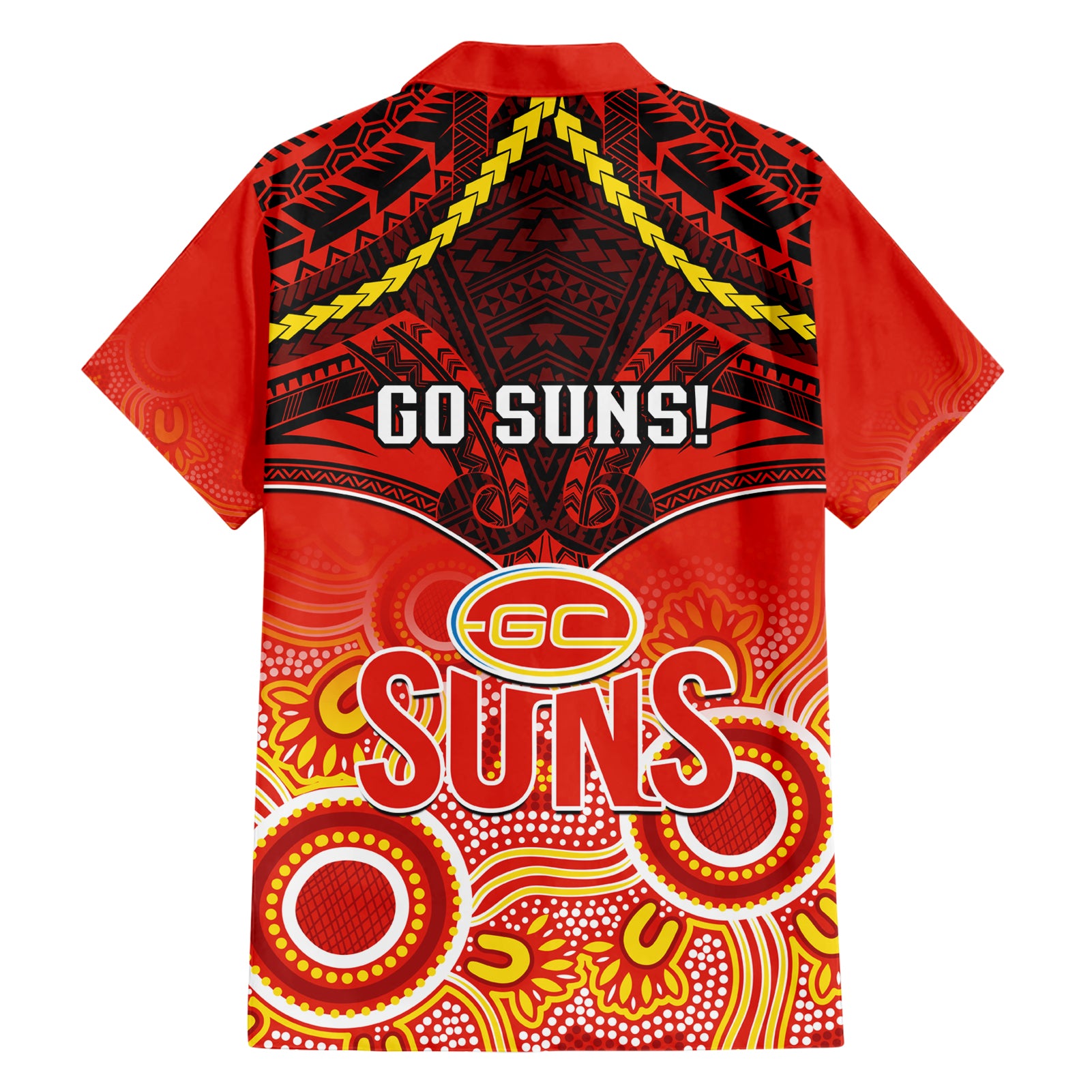 Gold Coast Football Hawaiian Shirt Suns Aboriginal Mix Polynesian Pattern LT14