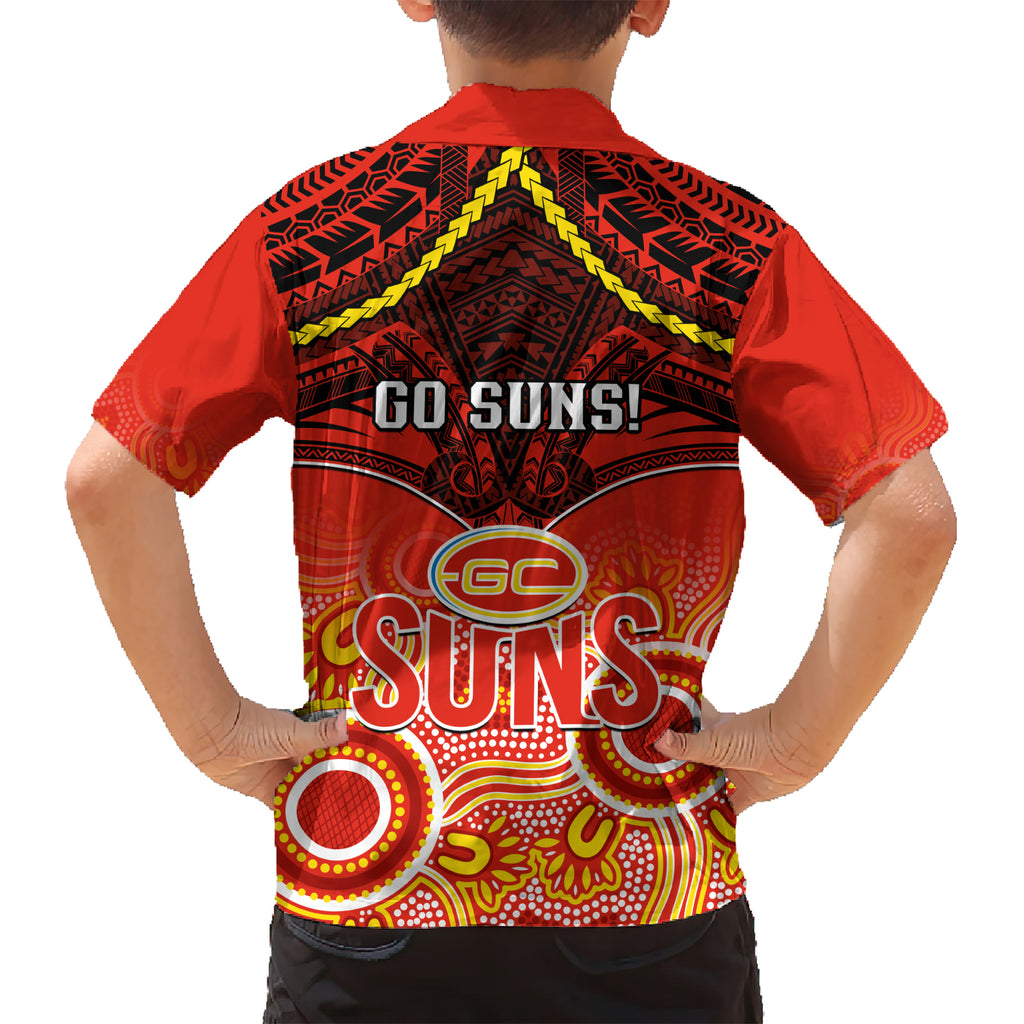 Gold Coast Football Hawaiian Shirt Suns Aboriginal Mix Polynesian Pattern LT14
