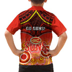 Gold Coast Football Hawaiian Shirt Suns Aboriginal Mix Polynesian Pattern LT14