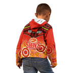 Gold Coast Football Kid Hoodie Suns Aboriginal Mix Polynesian Pattern LT14