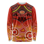 Gold Coast Football Long Sleeve Shirt Suns Aboriginal Mix Polynesian Pattern LT14