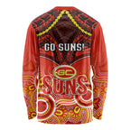 Gold Coast Football Long Sleeve Shirt Suns Aboriginal Mix Polynesian Pattern LT14