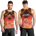 Gold Coast Football Men Tank Top Suns Aboriginal Mix Polynesian Pattern LT14