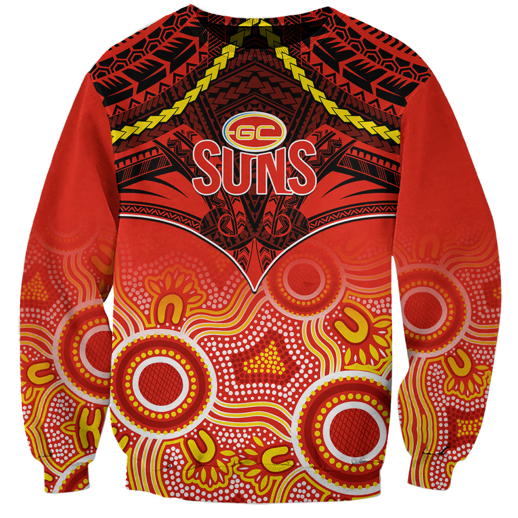 Gold Coast Football Sweatshirt Suns Aboriginal Mix Polynesian Pattern LT14