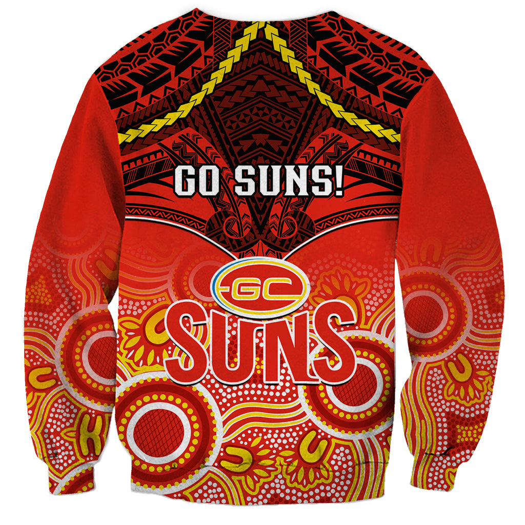 Gold Coast Football Sweatshirt Suns Aboriginal Mix Polynesian Pattern LT14