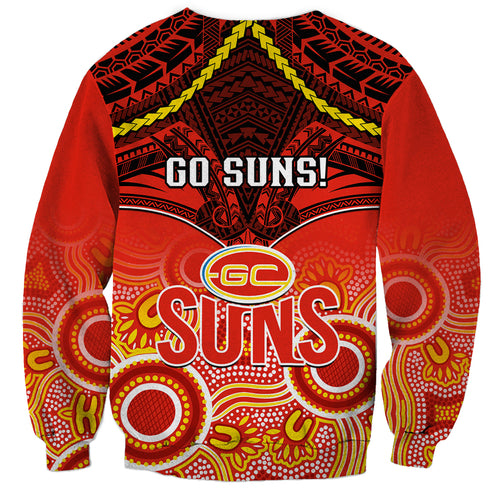 Gold Coast Football Sweatshirt Suns Aboriginal Mix Polynesian Pattern LT14