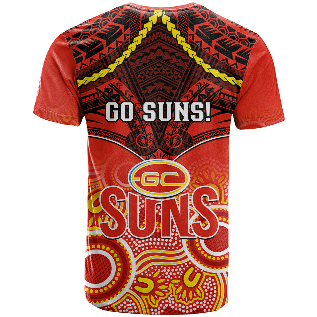 Gold Coast Football T Shirt Suns Aboriginal Mix Polynesian Pattern LT14