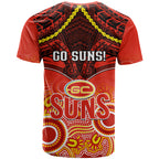 Gold Coast Football T Shirt Suns Aboriginal Mix Polynesian Pattern LT14
