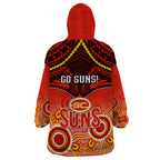 Gold Coast Football Wearable Blanket Hoodie Suns Aboriginal Mix Polynesian Pattern LT14