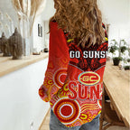 Gold Coast Football Women Casual Shirt Suns Aboriginal Mix Polynesian Pattern LT14