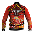 Personalised Gold Coast Football Baseball Jacket Suns Aboriginal Mix Polynesian Pattern LT14