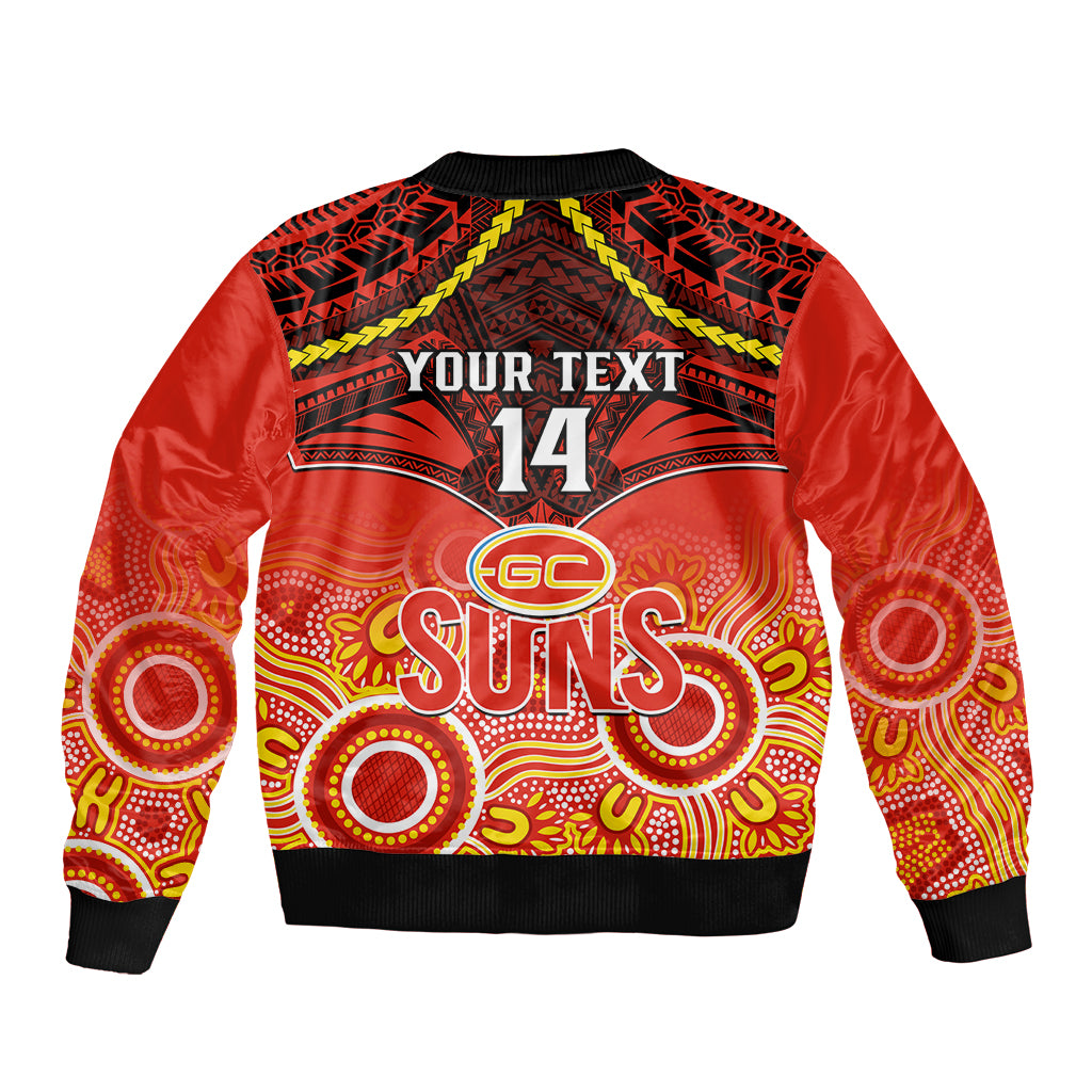 Personalised Gold Coast Football Bomber Jacket Suns Aboriginal Mix Polynesian Pattern LT14