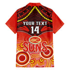 Personalised Gold Coast Football Hawaiian Shirt Suns Aboriginal Mix Polynesian Pattern LT14