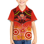 Personalised Gold Coast Football Hawaiian Shirt Suns Aboriginal Mix Polynesian Pattern LT14