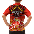 Personalised Gold Coast Football Hawaiian Shirt Suns Aboriginal Mix Polynesian Pattern LT14