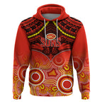Personalised Gold Coast Football Hoodie Suns Aboriginal Mix Polynesian Pattern LT14