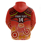 Personalised Gold Coast Football Hoodie Suns Aboriginal Mix Polynesian Pattern LT14