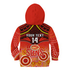 Personalised Gold Coast Football Kid Hoodie Suns Aboriginal Mix Polynesian Pattern LT14