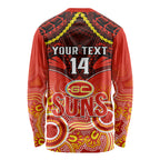 Personalised Gold Coast Football Long Sleeve Shirt Suns Aboriginal Mix Polynesian Pattern LT14