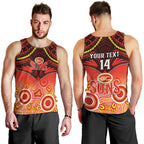 Personalised Gold Coast Football Men Tank Top Suns Aboriginal Mix Polynesian Pattern LT14
