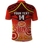 Personalised Gold Coast Football Polo Shirt Suns Aboriginal Mix Polynesian Pattern LT14