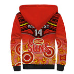 Personalised Gold Coast Football Sherpa Hoodie Suns Aboriginal Mix Polynesian Pattern LT14