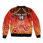 Personalised Gold Coast Football Sleeve Zip Bomber Jacket Suns Aboriginal Mix Polynesian Pattern LT14