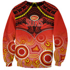 Personalised Gold Coast Football Sweatshirt Suns Aboriginal Mix Polynesian Pattern LT14