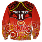 Personalised Gold Coast Football Sweatshirt Suns Aboriginal Mix Polynesian Pattern LT14