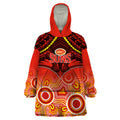 Personalised Gold Coast Football Wearable Blanket Hoodie Suns Aboriginal Mix Polynesian Pattern LT14