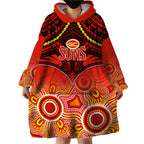 Personalised Gold Coast Football Wearable Blanket Hoodie Suns Aboriginal Mix Polynesian Pattern LT14