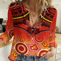 Personalised Gold Coast Football Women Casual Shirt Suns Aboriginal Mix Polynesian Pattern LT14