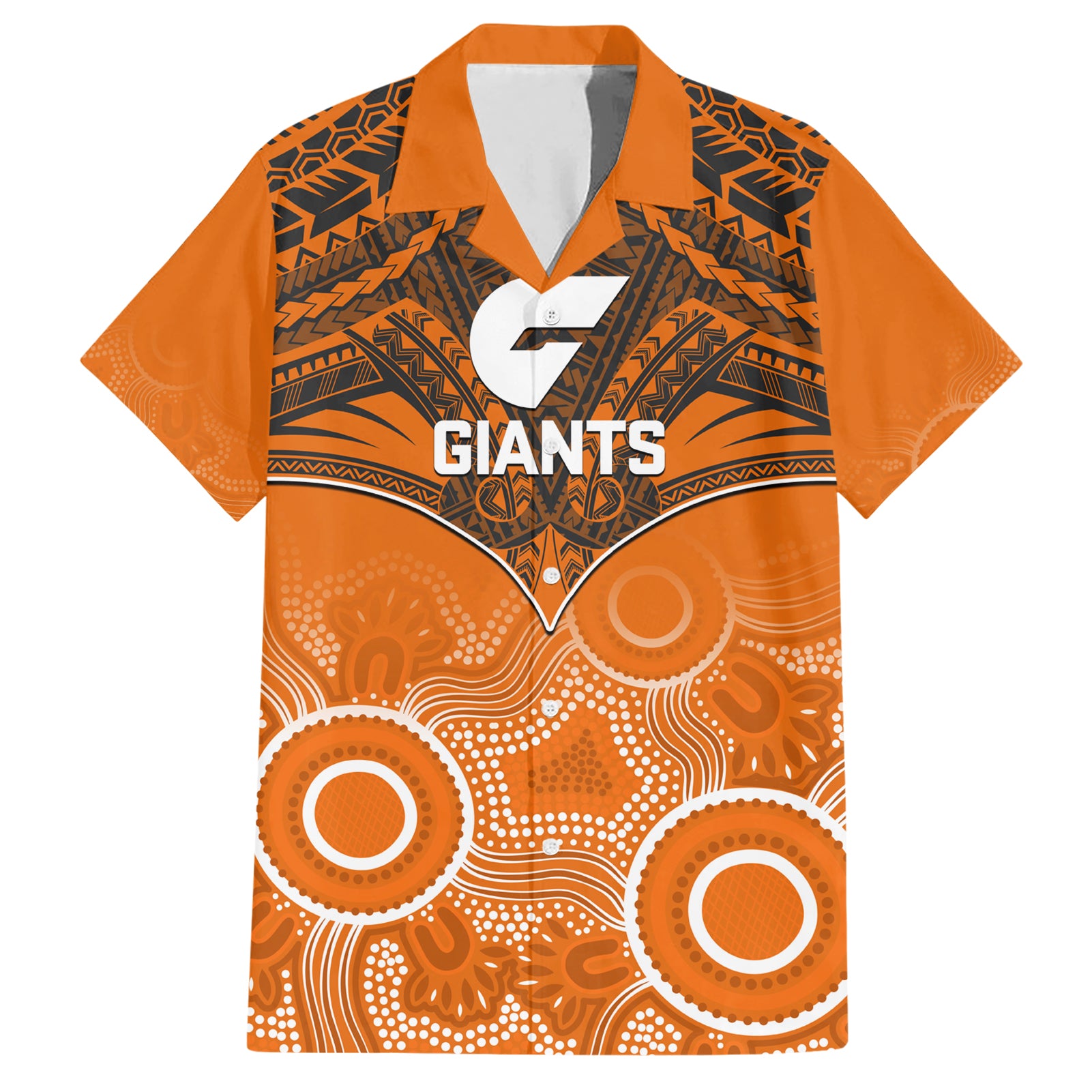 Giants Football Hawaiian Shirt GWS Aboriginal Mix Polynesian Pattern LT14