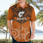 Giants Football Hawaiian Shirt GWS Aboriginal Mix Polynesian Pattern LT14