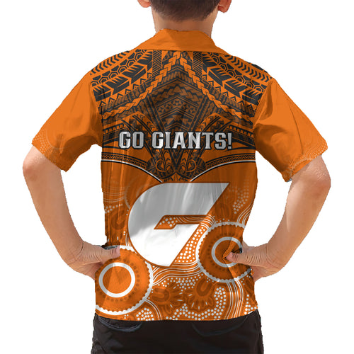 Giants Football Hawaiian Shirt GWS Aboriginal Mix Polynesian Pattern LT14