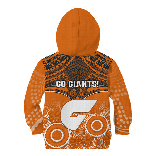 Giants Football Kid Hoodie GWS Aboriginal Mix Polynesian Pattern LT14