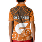 Giants Football Kid Polo Shirt GWS Aboriginal Mix Polynesian Pattern LT14