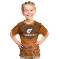 Giants Football Kid T Shirt GWS Aboriginal Mix Polynesian Pattern LT14