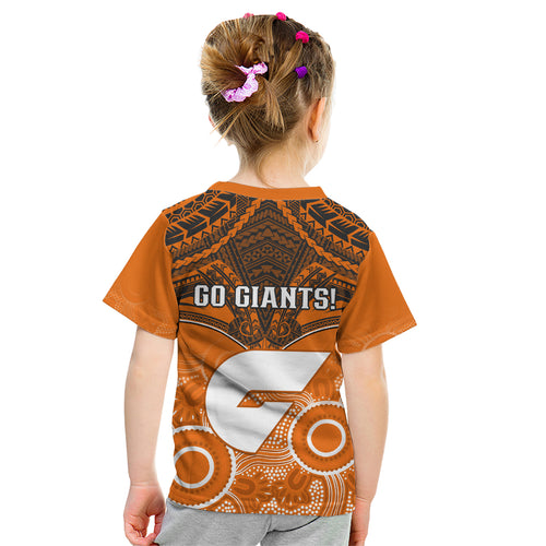 Giants Football Kid T Shirt GWS Aboriginal Mix Polynesian Pattern LT14