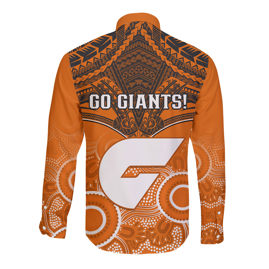 Giants Football Long Sleeve Button Shirt GWS Aboriginal Mix Polynesian Pattern LT14