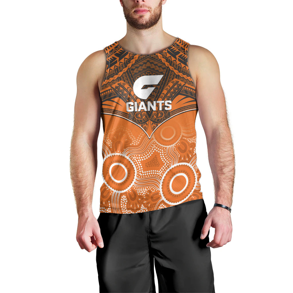 Giants Football Men Tank Top GWS Aboriginal Mix Polynesian Pattern LT14