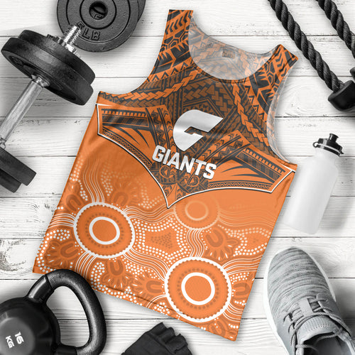 Giants Football Men Tank Top GWS Aboriginal Mix Polynesian Pattern LT14
