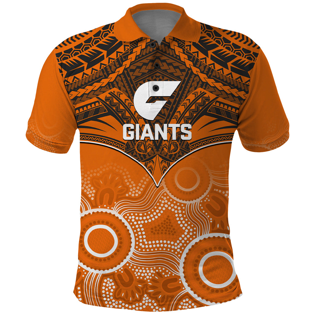 Giants Football Polo Shirt GWS Aboriginal Mix Polynesian Pattern LT14