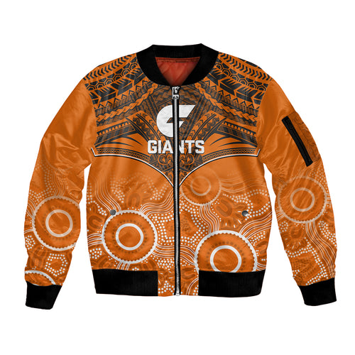 Giants Football Sleeve Zip Bomber Jacket GWS Aboriginal Mix Polynesian Pattern LT14