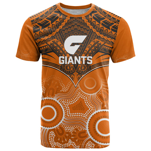 Giants Football T Shirt GWS Aboriginal Mix Polynesian Pattern LT14
